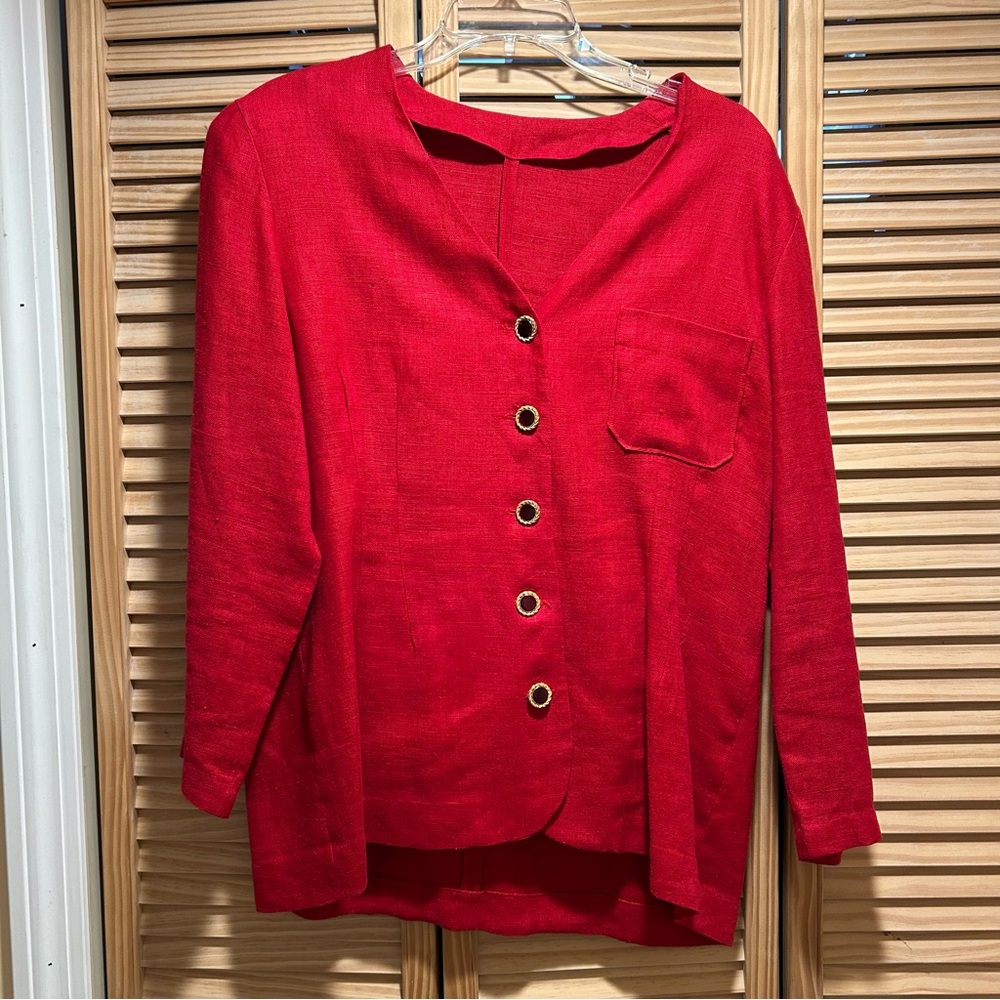 Women's Red Button-Up Top